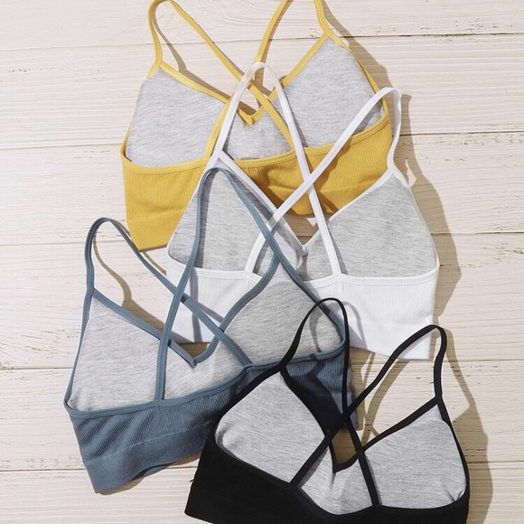 NWOT Ribbed Cross Back Bra set of 4 - Picture 3 of 8